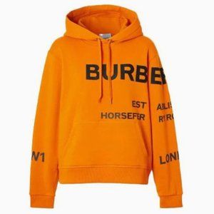 Burberry Horseferry Prints Cotton Loose hooded sweatshirt Orange Size XS Women